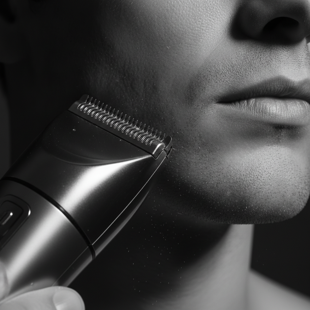 Jawline being shaved